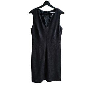 Trina Turk Black with Silver Flecks Sleeveless V-Neck Lined Dress Size 8